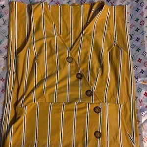 Beautiful yellow and white colored striped Long dress